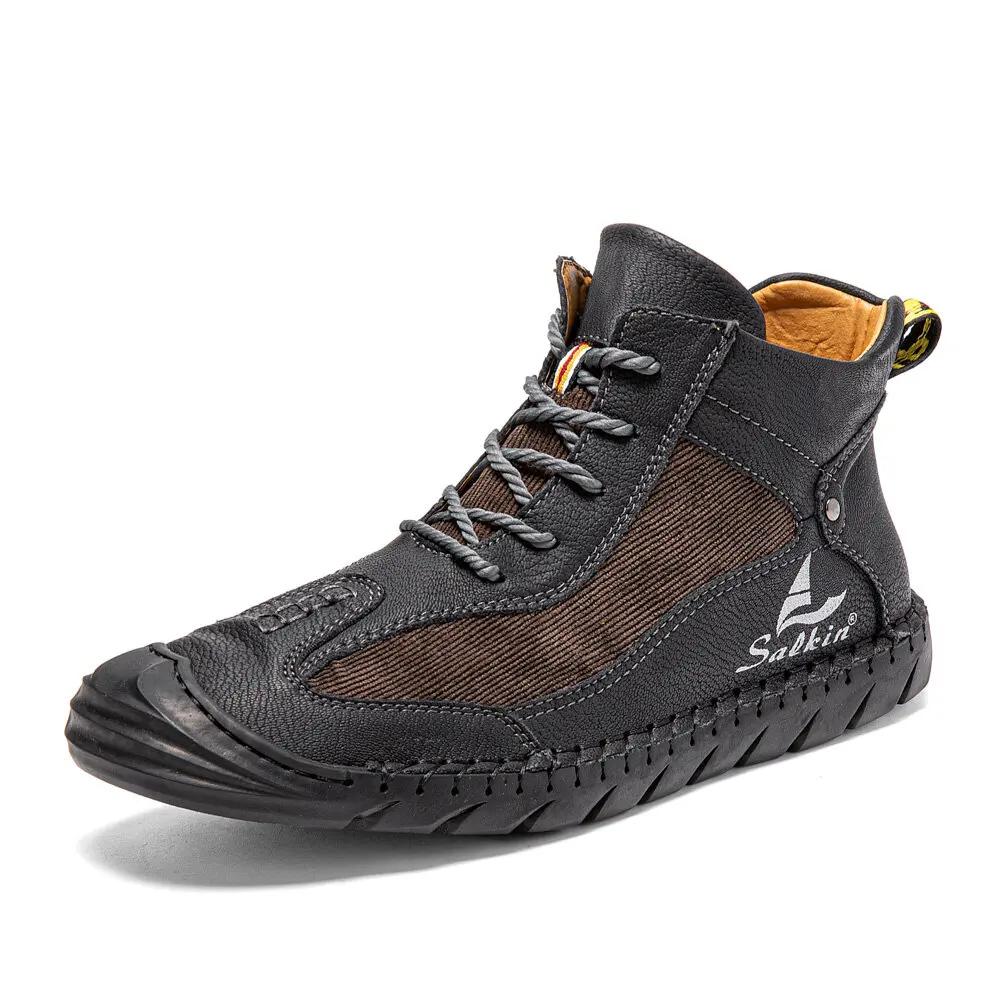 Hand-stitching Breathable Leather Shoes Men Casual Ankle Boots Shoe Retro Soft Zapatos Hombre  Sneakers  Luxury  Designer