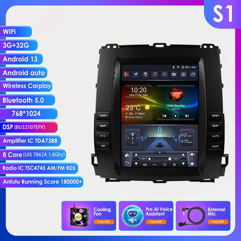 OSSURET Android-Autoradio für Toyota Land Cruiser Prado 120 2002–2009 Lexus GX470 Multimedia-Vertikalbildschirm Carplay Intelligenter Android Auto-Player