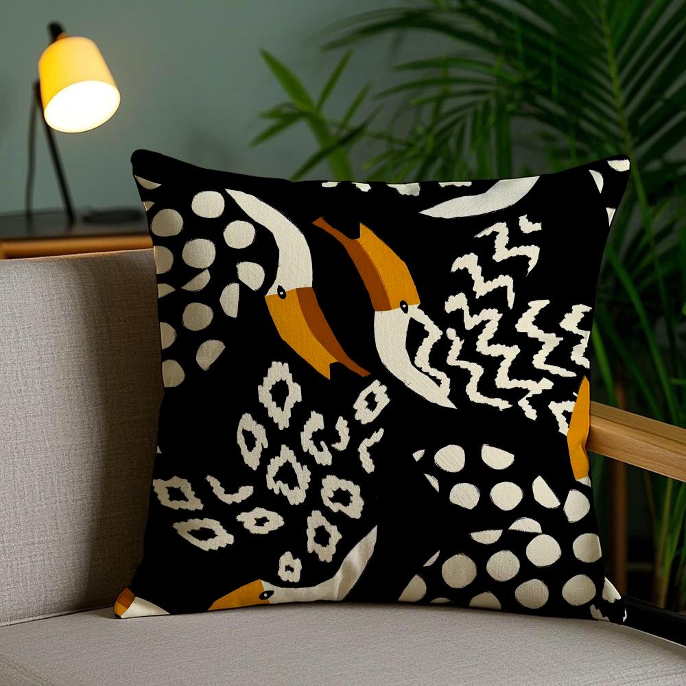 Art Abstract Illustration Cushion Cover Soft Short Plush Double-Sided Printing Home Decor Machine Washable Pillow Case Gift