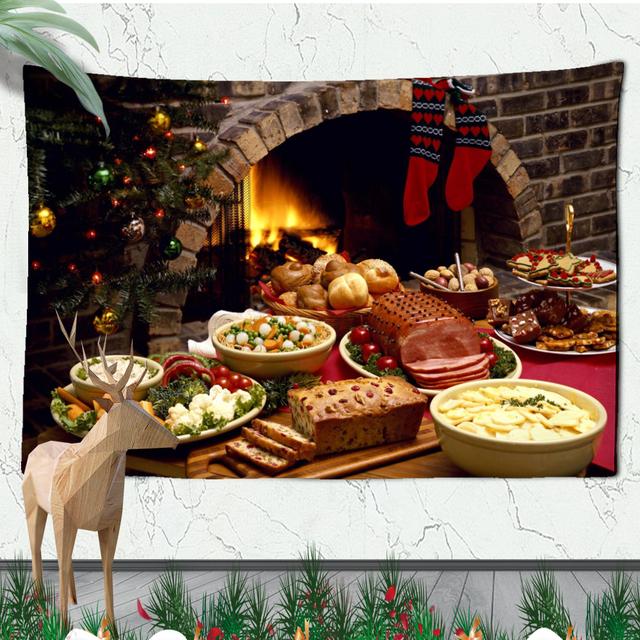 Christmas Atmosphere Tapestry Celebrate Festival Christmas Tree Living Room Home Wall Background Hanging Decorative Tapestry