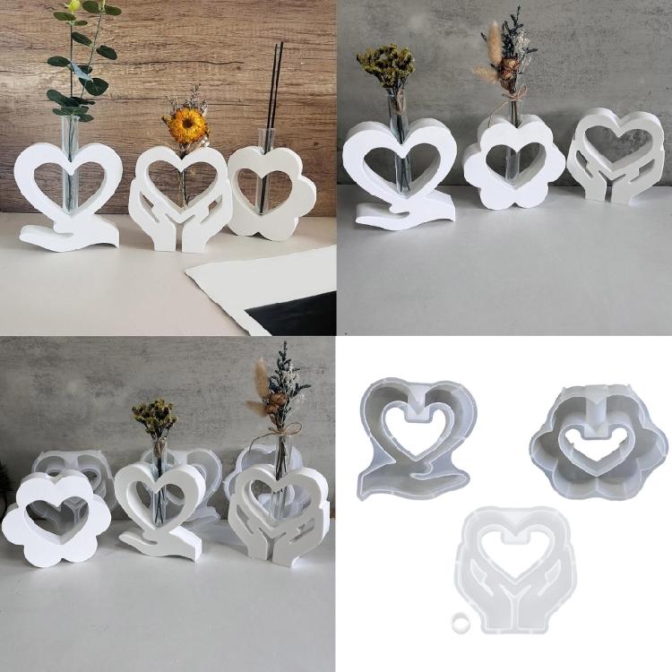 Silicone Resin Molds Charm Heart Small Vases Moulds Home Decors Craft Mold Making Small Vase Perfect for Plant Lovers