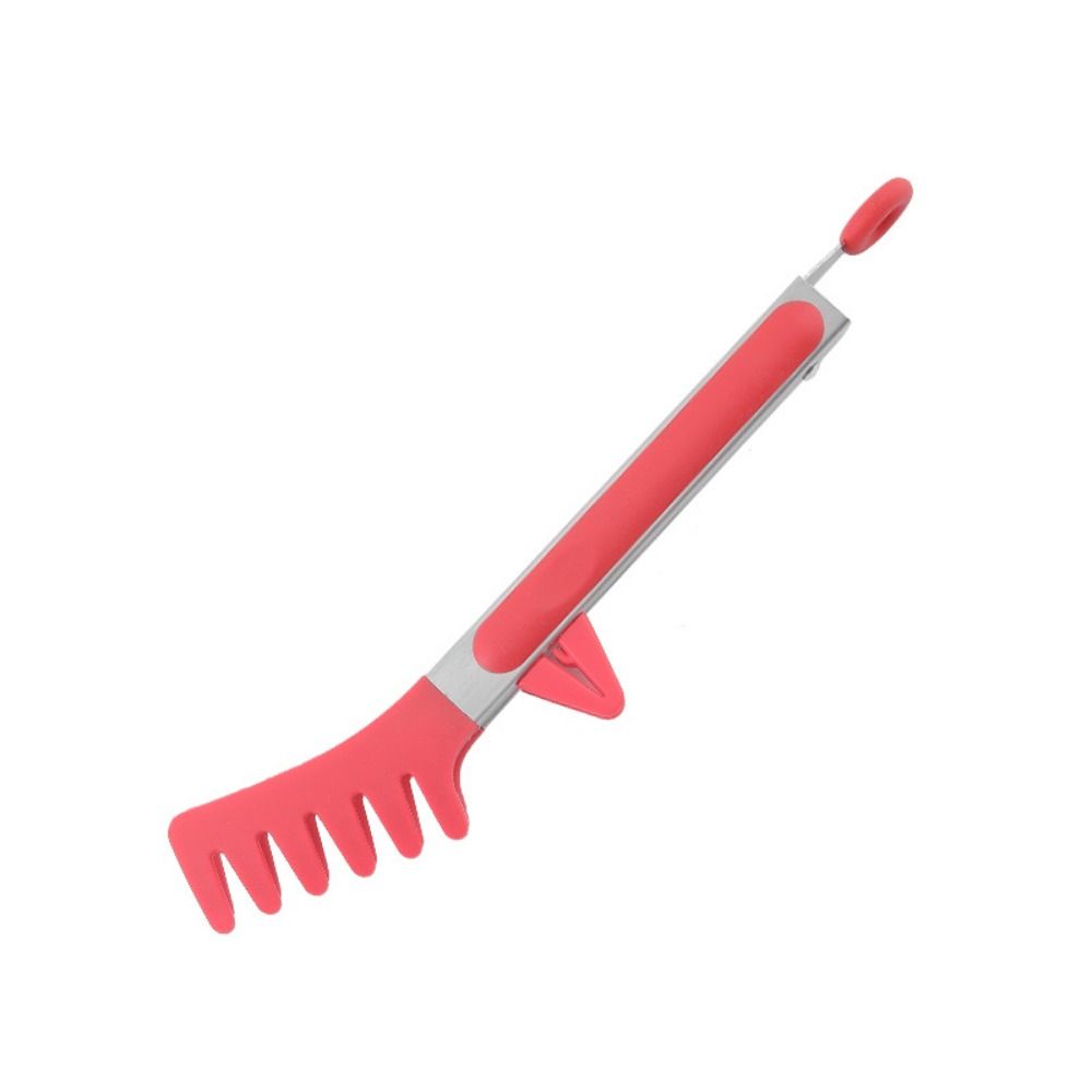 Stainless Steel Pasta Clips Silicone Non-Stick Coating Grill Clamp with Bracket Durable Cooking Serving Tongs Salad Tools