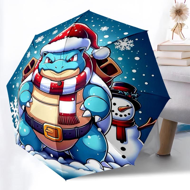 1pc Squirtle's Winter Wonderland Adventure Pattern Cartoon Practical Umbrella, Fashionable, Personalized, High-Value Folding Umbrella, a Must-Have for