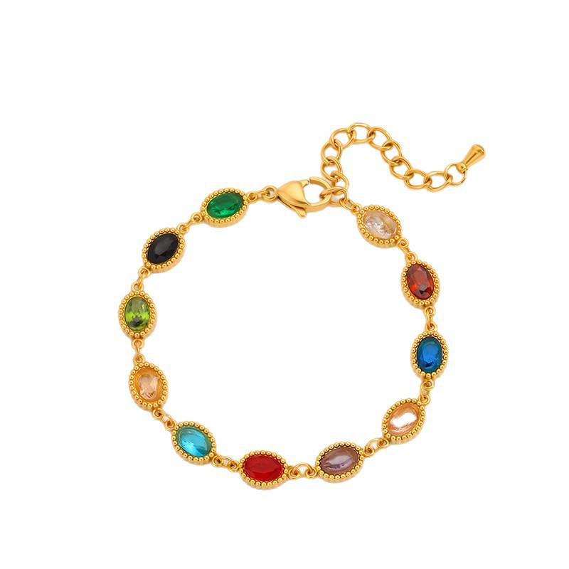 Women's Bohemian Rhinestone Bracelet - Colorful, Versatile, Luxury Titanium Stainless Steel