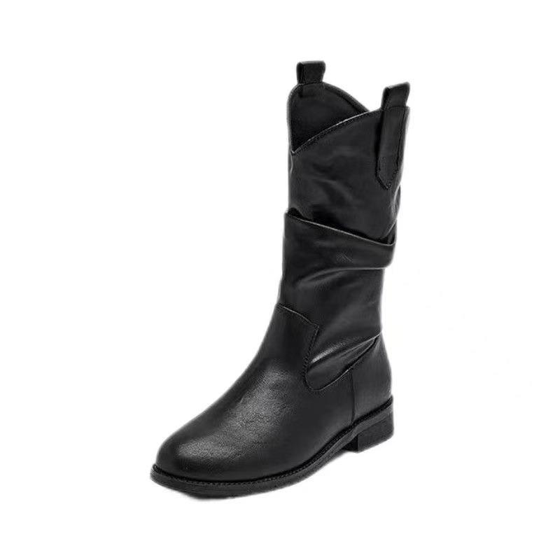 Neue Vintage Plateau Schwarze Martin Stiefel Damen Herbst Merad Western Cowboy Stiefel Mode Stiefel Damen