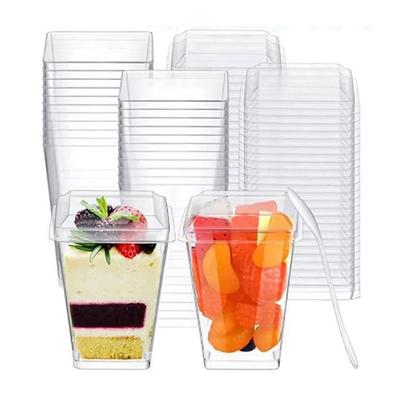 MiniMood Dessert Cups with Lids, Disposable, with Spoons, 150ml Set, Small Transparent Containers for Parties, Perfect for Storing Cakes, Jellies, and