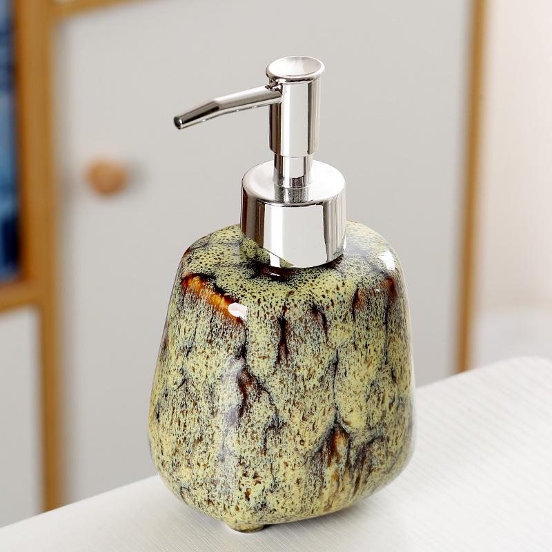 300ml soap dispenser hand washing liquid bottle Ceramic kiln change shampoo shower gel Stainless steel pump head lotion bottle