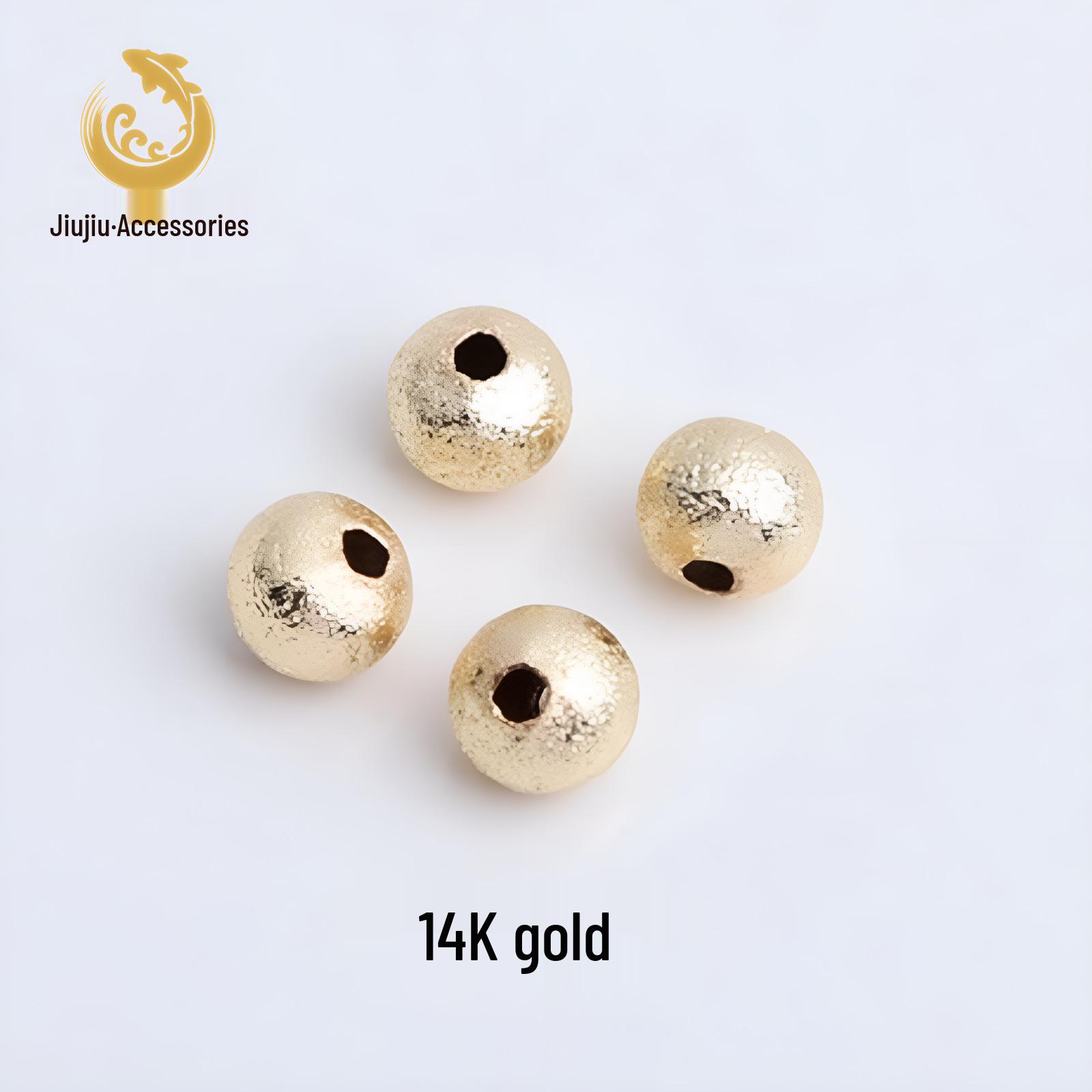 14K Gold-Plated Matte Frosted Round Beads for DIY Jewelry Making
