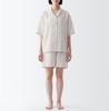 MUJI Natürlich Gewonnene Kühlende Lyocell Hanf Kurzarm Pyjamas FDB06A3S Hellgrau Gestreift XL Damen