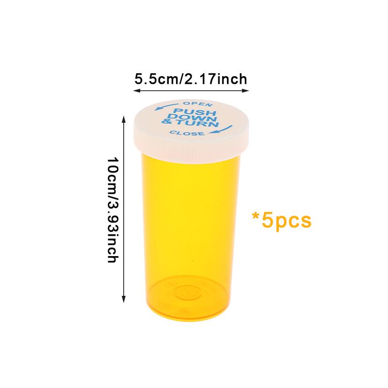 5-Pack Child-Resistant Pill Bottles - 6-60 Dram Travel-Size Medicine Containers with Safety Caps, Multi-Use Portable Vials