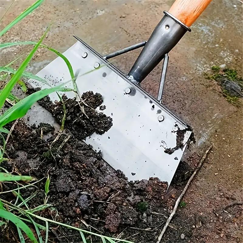1 Stück, Gartenschaufel aus Edelstahl, multifunktionales und griffloses Unkrautjätwerkzeug aus Metall, Reinigungsschaufel für den Garten im Freien