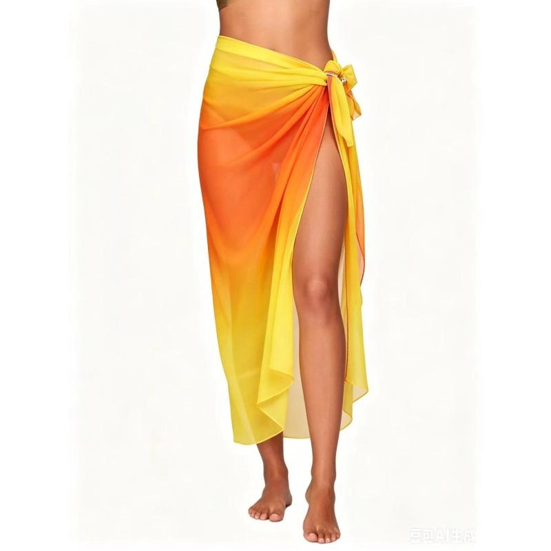 Long mesh beach wrap dress, sexy bikini one-piece scarf for women