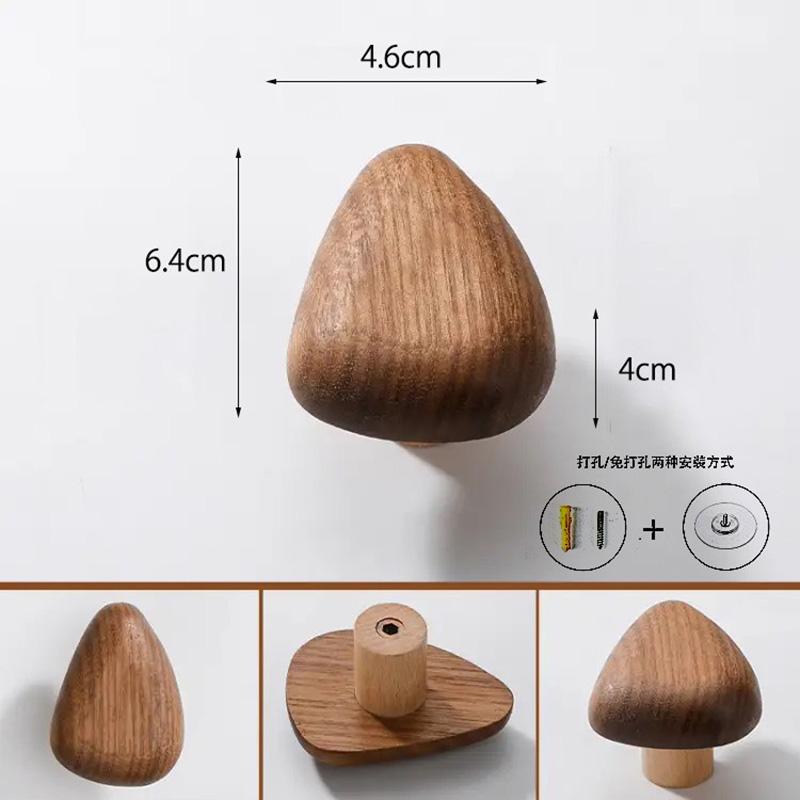 Simple Solid Wood Hook Wall Mounted Coat Hook Natural Wood Decorative Key Holder Hat Scarf Handbag Storage Hanger Bathroom Rack