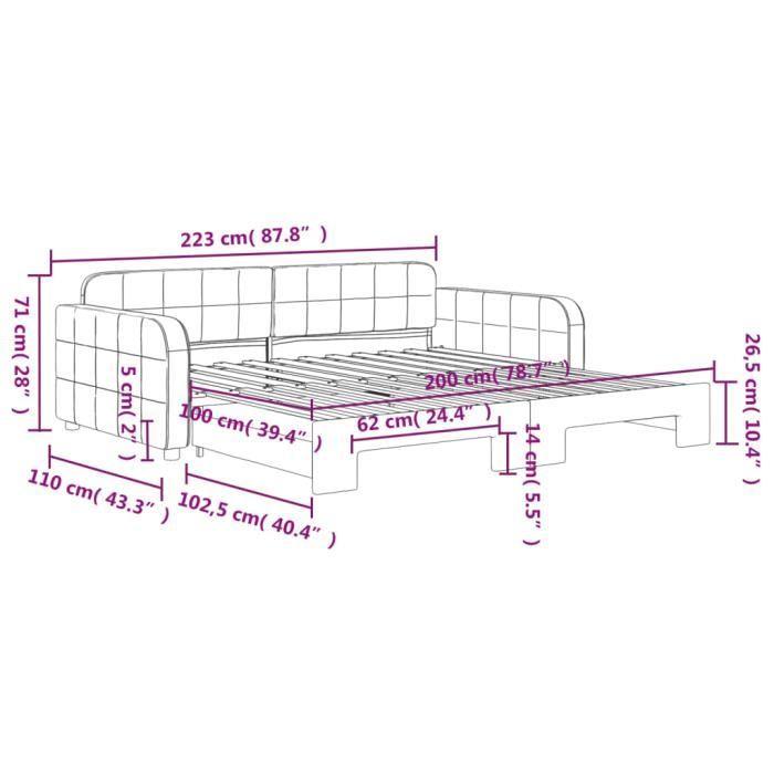 VidaXL Daybed with Pull-out Bed Dark Green 100x200 Cm Velvet 3196938
