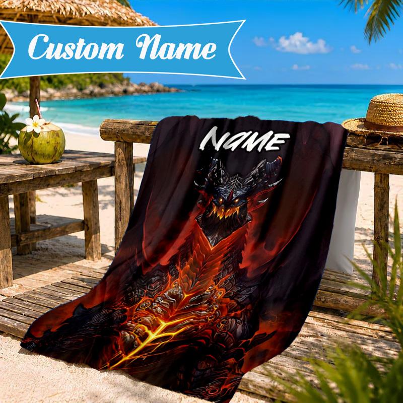 Custom Name Dark Kingdom's Rise Warcraft Beach Towel Microfiber Beach Towel, Lightweight and Quick-Dry, for Summer Travel, Swimming Pool Gift