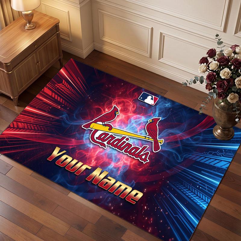 St. Louis Cardinals Personalized Crystal Velvet Carpet, Customized Name Text Soft Anti‑Slip Rug for Living Room Bedroom