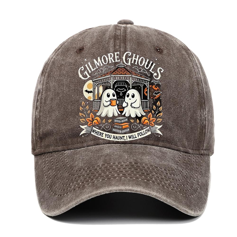 Letter Ghost Printed Baseball Cap for Men and Women, Adjustable Outdoor Sun Protection Hat, Halloween Holiday Gift Decoration
