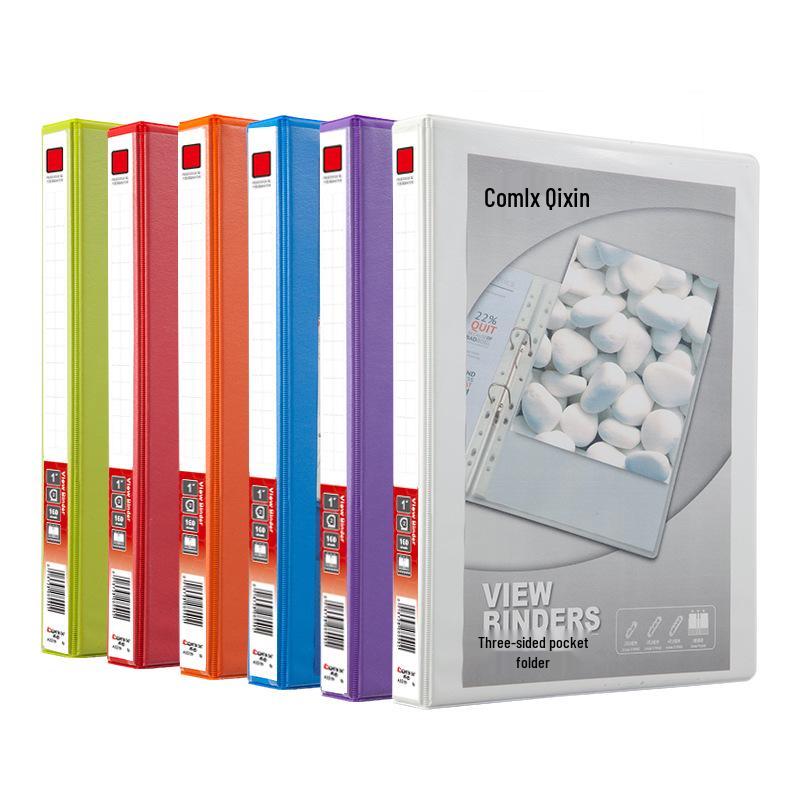 Qixin A0210 American-Style 3-Pocket A4 Folder with 1-Inch 3-Hole D-Ring Clip
