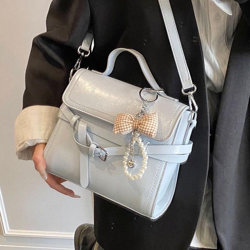 2025 Niche High Sense Simple French Casual Portable Small Square Bag Fashion Versatile College Style Messenger Women's Bag