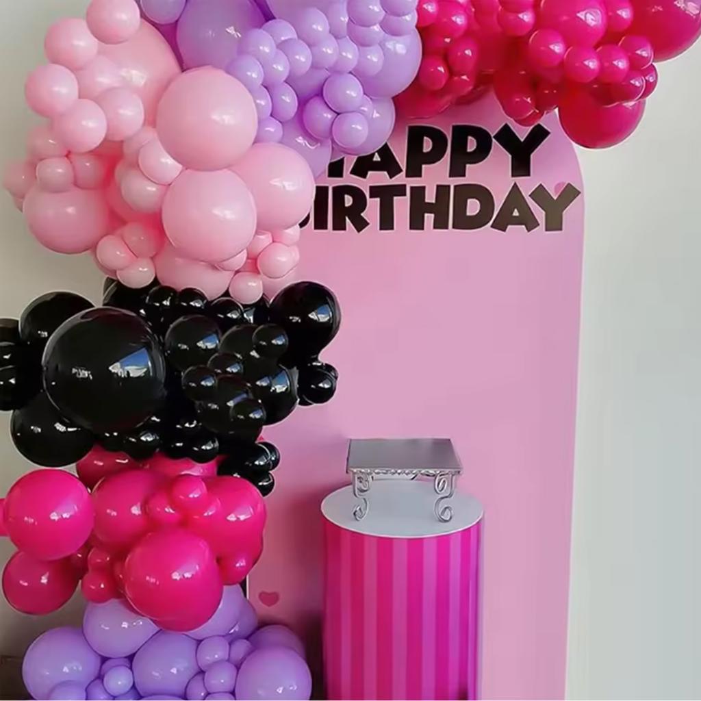 75pcs Pink and Purple Balloon Arch Garland Kit, Rose Red Black Pink Purple Latex Balloon for Birthday Party Decor Supplies