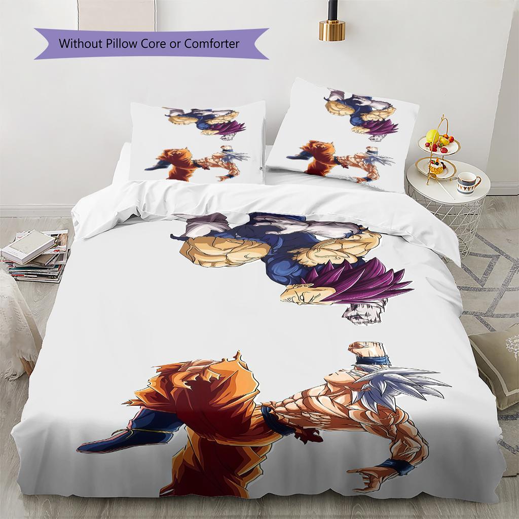 Son Goku Muster Bettwäsche, Steppbett Set Bettbezug Kissenbezug Zuhause Geburtstagsgeschenk (1 Bettbezug + 2 Kissenbezüge, ohne Füllung)