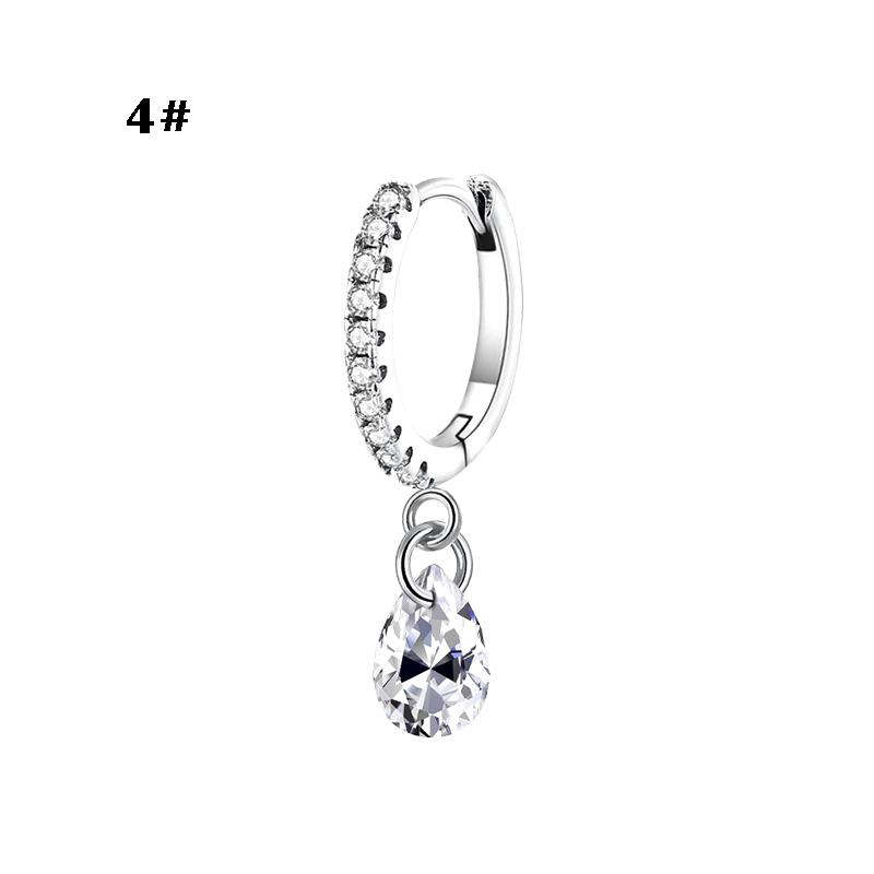 Small Diamond Earrings, Pentagram Drop Zircon Artificial Puncture Jewelry