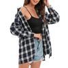 Neue Herbst Frauen Übergroßen Plaid Tartan Hemd Tasten Tasche Drehen-unten Kragen Langarm Baggy