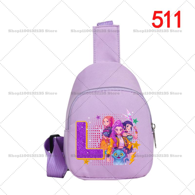 KPop Demon Hunters Chest Pack for Girls Anime Cartoon 26letters Cloth Shoulder Bag Students Mini Portable Crossbody Pouch Durable Gifts