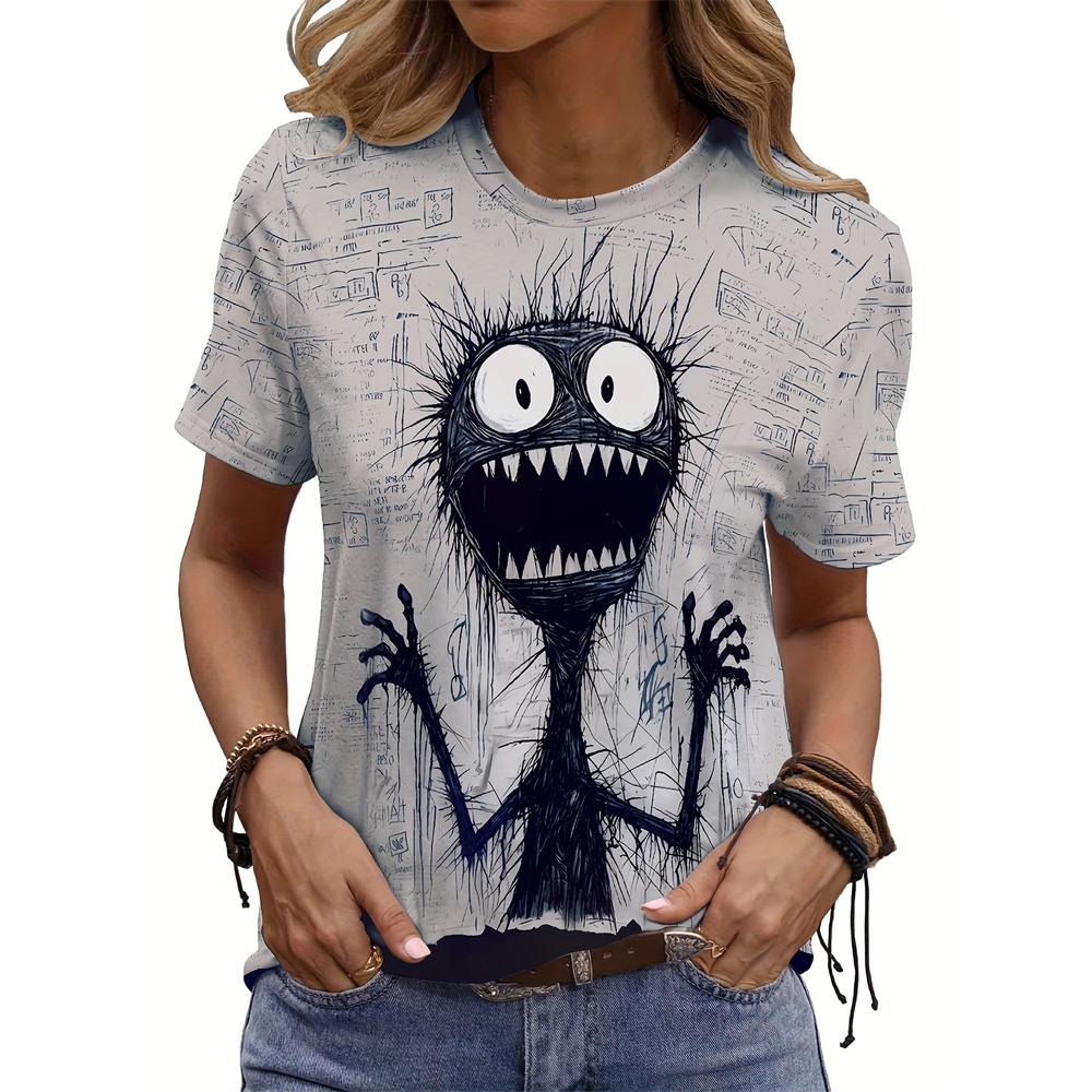 Summer Casual Women's T Shirt Cartoon Cute Cat Printed O Neck Short Sleeve Women's Outdoor Loose TShirt Tops Elegant Clothing