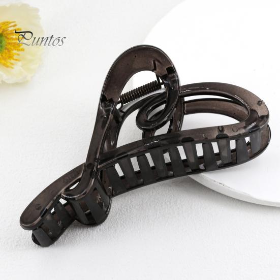 Women Hair Claw Heart Shape Grip Clip Anti-slip Teeth Back Head Hair Clip Transparent Leopard Pattern Large Shark Hair Claw Hair Accessories