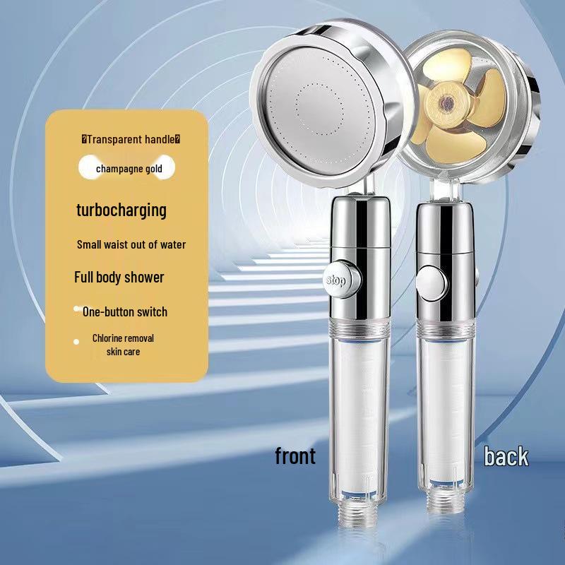 Compact High-Pressure Turbo Shower Head Set with Rain-Effect