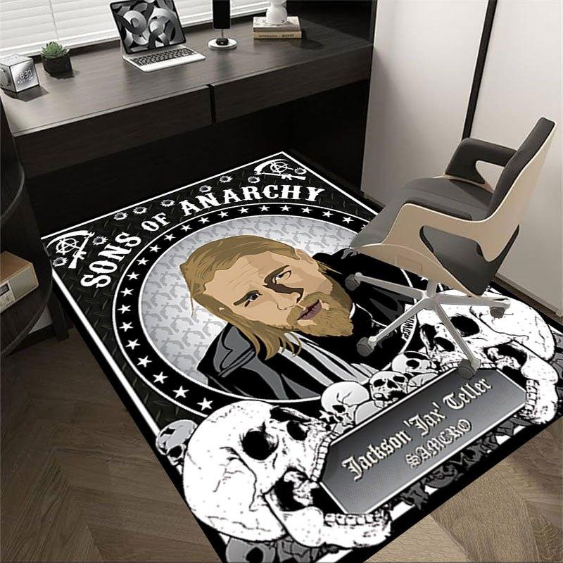 

1pc Sons of Anarchy themed Office Carpet Chair Mats - durable polyester rug for home theater, office, dorm room decor - tA85 60cm by 90cm