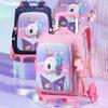 Children's Elementary School Girl Cute Cartoon High End Dragging Burden Reduction Stairs Student Shoulder Lever Schoolbag Six Rounds
