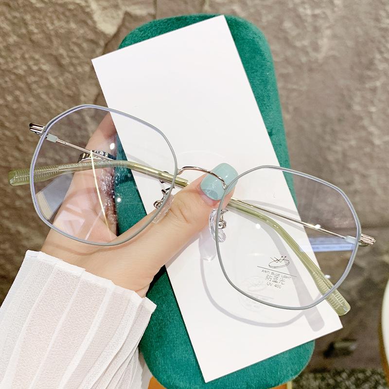 Polygon Square Luxury Myopia Glasses Women TR90 Gold Metal Frame Blue Light Filter Short-sight Eyewear Prescription Glasses Cons