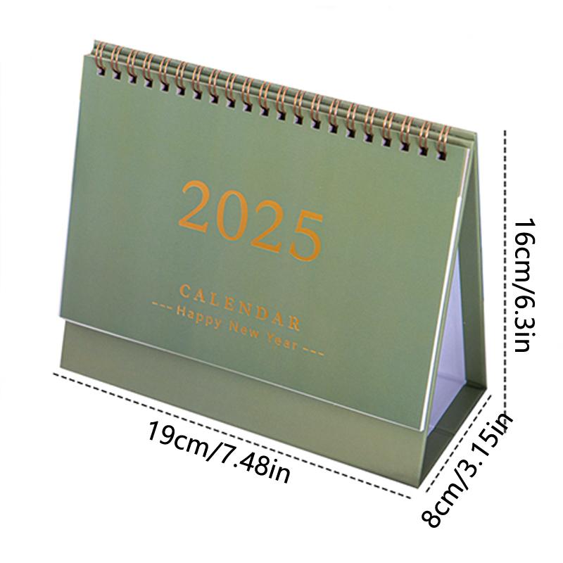 Small Desk Calendar 2024-2025, Standing Flip Desktop Calendar From 2024 To 2025 - Metal Ring Twin-Wire Binding Desktop Calendar
