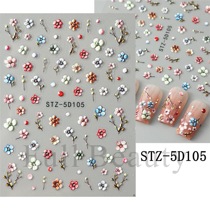 New Nail Art Stickers 5D Embossed Three-dimensional Cartoon Halloween Multi-color Insect Simulation Nail Stickers