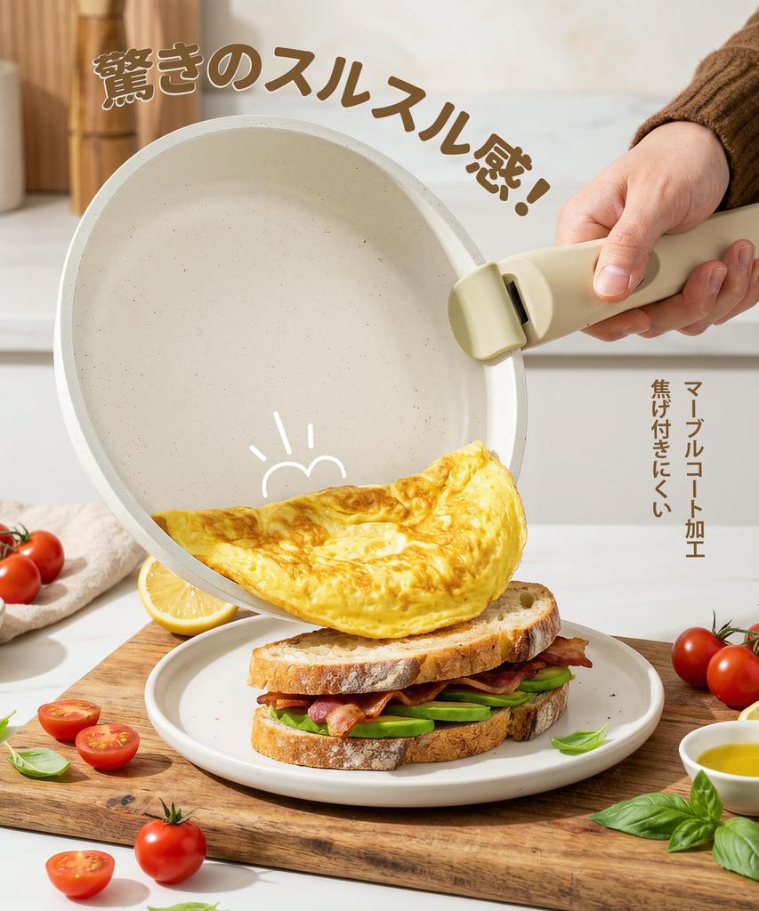 MICHELANGELO 11-Piece Frying Pan Set (Induction and Gas Stove Compatible) - Lightweight, Durable Marble Coating, PFOAPFOS Free, Non-Stick, Easy to