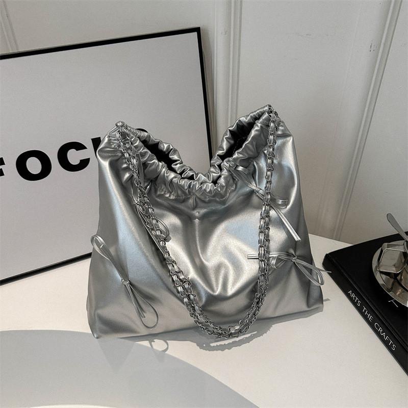 2024 New Spring Stylish Shoulder Crossbody Bag For Women Chic Street Style Pu Bucket Bag In Black/brown/silver/white