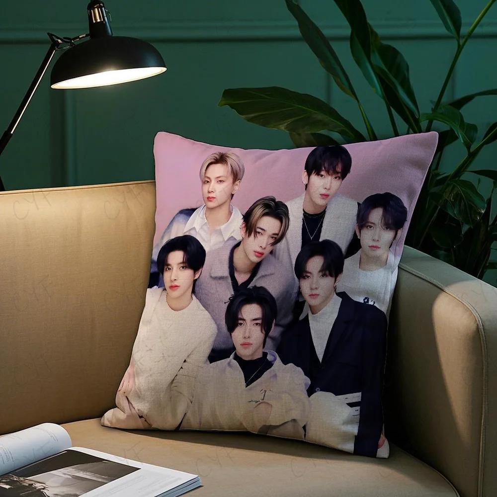 Boy Team E-Enhypen Pillow Case Pillowcase Anti-Dustmite Pillow Invisible Zipper Silky Short Plush Sofa Cushion Cover
