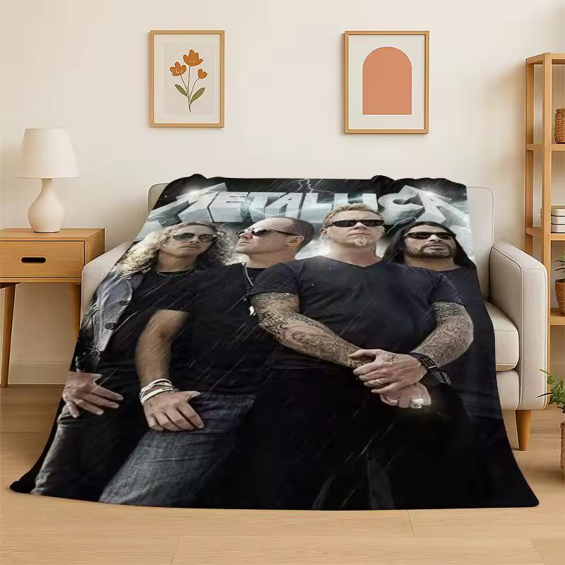 Metalowy Zespół M-Metallica Thrash Kreskówkowy Miękki Flanelowy Koc, Przytulny Koc na Łóżko, Kanapę, Sofę, Sypialnię, Salon, Piknik