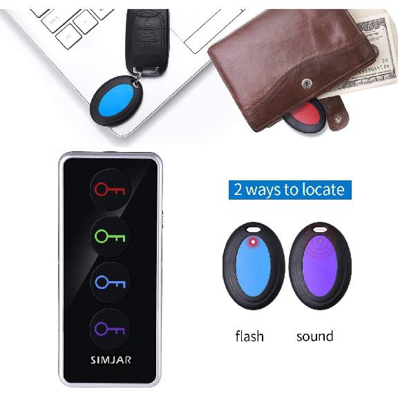 Key Finder with Up to 131ft Working Range in Open Space, Simjar Wireless Remote Control RF Key Finder Locator for Keys Wallet Phone Glasses Luggage
