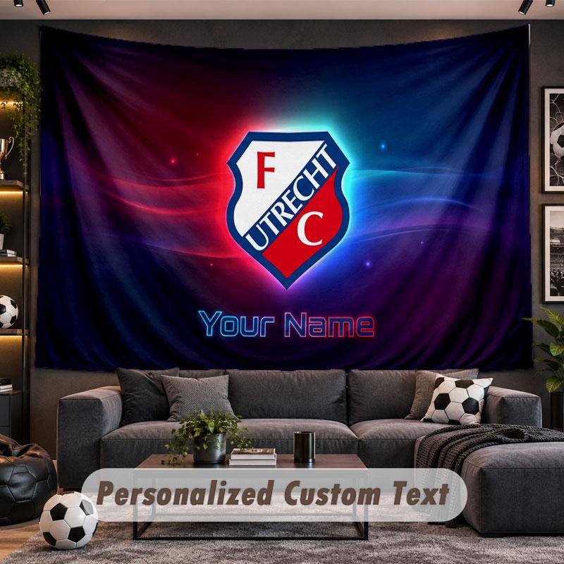 Wall Hanging Tapestry Custom NameFC Utrecht Pattern Personalized Printed Fabric Wall Decor