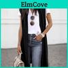 Sleeveless Open Pocket Front Womens Causal Lightweight Kimono Cardigan Coat