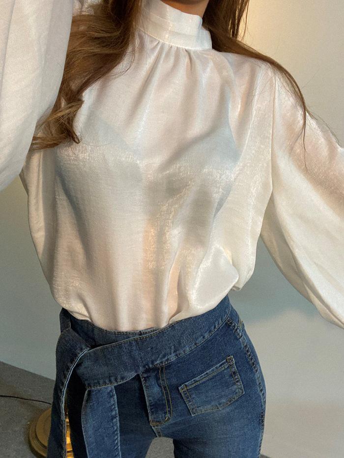 RHGD Early Autumn French Retro Loose Silk Shirt - Versatile Fashionable Design