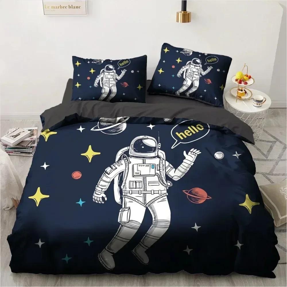 

Top Cartoon Astronaut Outer Space Bedding Set Teens Boys Home Duvet Cover Set Pillowcase Single Twin King Quilt Cover Sets 70x133cm 2pcs
