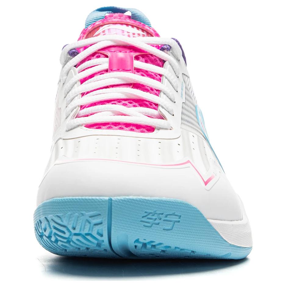 New LiNing Anti-Slip Wear-Resistant Low-Top Badminton Shoes Unisex White Blue AYZU019-2