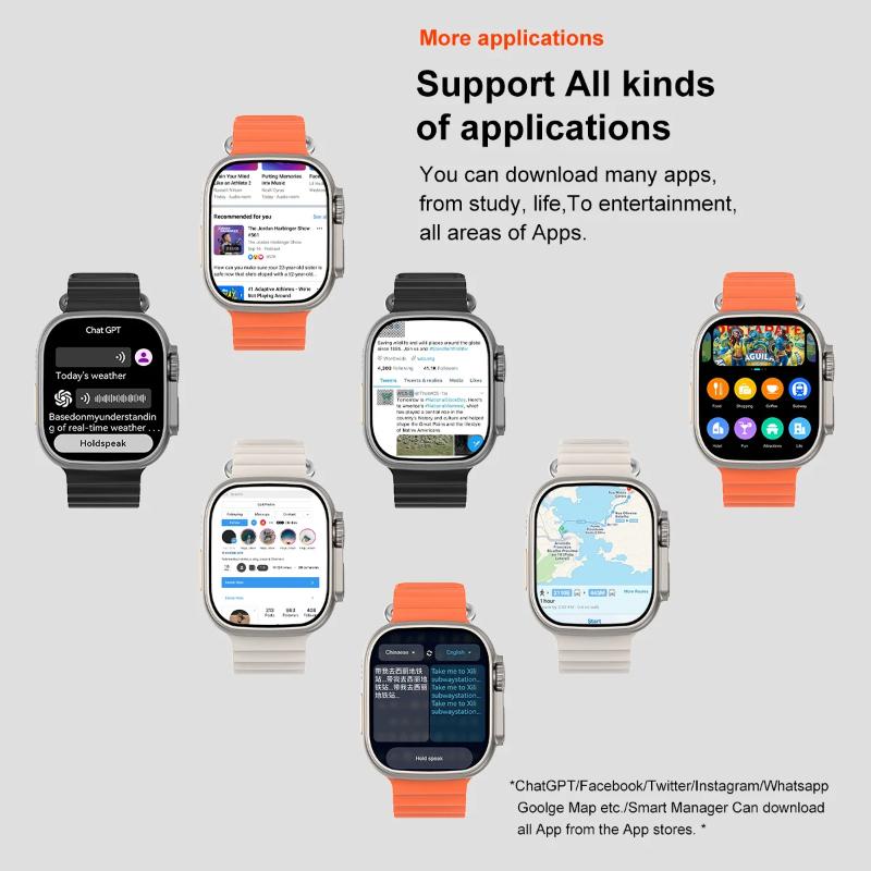 DT Ultra 3 Smartwatch Amoled-skärm 4GB MP3 MP4-spelare Bluetooth Nätverksdelning App Store ChatGPT Smart AI-klocka Man Sportklocka