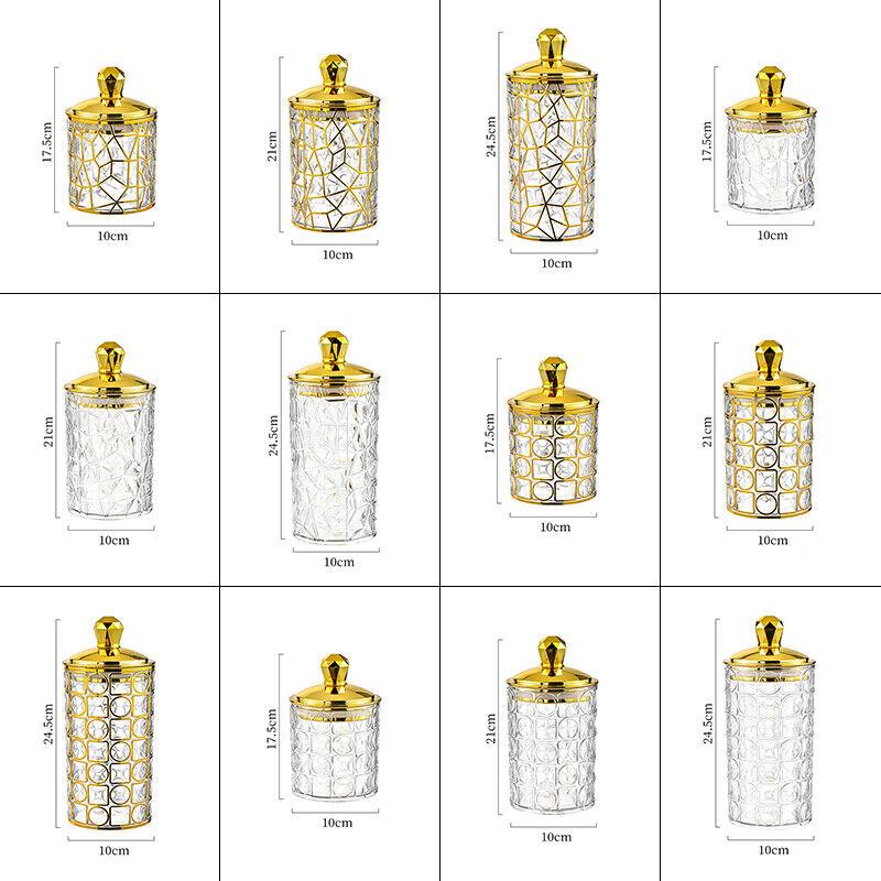 1PC Multifunctional Storage Tank Light Retro Pattern Transparent Sealed Jar Luxury Golden Lid Candy Coffee Bean Storing Jar