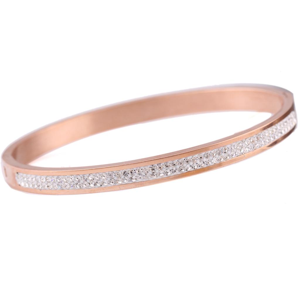New Ladies' Bracelet Simple Fashion Two Rows Inlaid Zircon Titanium Steel Bracelet