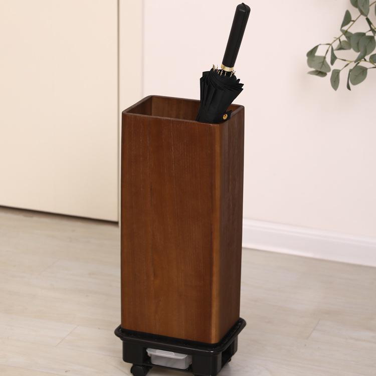 Luxury Solid Wood Umbrella Stand: Large-Capacity Hotel & Home Entryway Storage with Customizable Logo